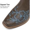 imageDREAM PAIRS Womens Western Cowboy Boots Square Toe Embroidered Mid Calf Boots Western Chunky Low Heel for Country Music Festivals Theme Party and ConcertDark Brown