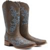 imageDREAM PAIRS Womens Western Cowboy Boots Square Toe Embroidered Mid Calf Boots Western Chunky Low Heel for Country Music Festivals Theme Party and ConcertDark Brown
