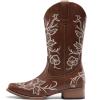 imageDREAM PAIRS Womens Western Cowboy Boots Square Toe Embroidered Mid Calf Boots Western Chunky Low Heel for Country Music Festivals Theme Party and ConcertBrown