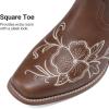 imageDREAM PAIRS Womens Western Cowboy Boots Square Toe Embroidered Mid Calf Boots Western Chunky Low Heel for Country Music Festivals Theme Party and ConcertBrown