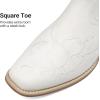 imageDREAM PAIRS Womens Western Cowboy Boots Square Toe Embroidered Mid Calf Boots Western Chunky Low Heel for Country Music Festivals Theme Party and ConcertWhite
