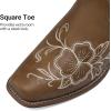 imageDREAM PAIRS Womens Western Cowboy Boots Square Toe Embroidered Mid Calf Boots Western Chunky Low Heel for Country Music Festivals Theme Party and ConcertTan