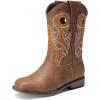 imageDREAM PAIRS Boys Cowboy Boots Kids Classic Western Boots Square Toe Girls Cowgirl Boots for ToddlerLittle KidBig KidTan