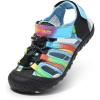 imageDREAM PAIRS Boys Girls Summer Outdoor Athletic Sport Sandals Hiking Beach Casual Closed Toe Adjustable Multicolor for ToddlerLittleBig KidsBlueBlack