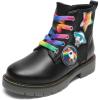 imageDREAM PAIRS Girls Boys Glitter Ankle Boots Side Zipper Combat Shoes with Lace Up for ToddlerLittle KidBig KidBlack  Multicolor