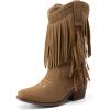 imageDREAM PAIRS Girls Cowboy Boots with Tassel Fringe Cowgirl Boots Kids Western Boots Stylish amp ComfortableBrown