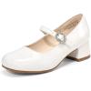 imageDREAM PAIRS Girls Dress Shoes Mary Jane Low Heels Flower Wedding Party Pump Prom Footwear for LittleBig KidsWhite
