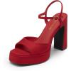 imageDREAM PAIRS Platform Heels for Women Square Toe Chunky High Heels Ankle Strap Sandals for Wedding Party Formal EventRed