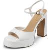 imageDREAM PAIRS Platform Heels for Women Square Toe Chunky High Heels Ankle Strap Sandals for Wedding Party Formal EventWhite