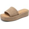 imageDREAM PAIRS Women Platform Slides Sandals Espadrilles Slip On Low Wedge Summer Open Toe Bohemia Dressy Beach Vacation ShoesTaupe