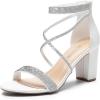 imageDREAM PAIRS Womens Chunk Low Heel Pump SandalsWhitepu