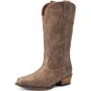 imageDREAM PAIRS Womens Cowboy Boots Mid Calf Cowgirl Boots Square Toe Chunky Heel Embroidery Stitched Western BootsLight Brown