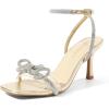 imageDREAM PAIRS Womens Double Bowknots Heels Open Square Toe Ankle Strap Crystal Rhinestone Dress Sandals for Party WeddingLight Gold