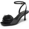 imageDREAM PAIRS Womens Low Kitten Wedding Heels Ankle Strap Square Toe Heeled Sandals Flower Dress ShoesBlack