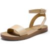 imageDREAM PAIRS Womens One Band Ankle Strap Buckle Flat SandalsNude