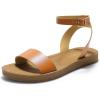 imageDREAM PAIRS Womens One Band Ankle Strap Buckle Flat SandalsTanPu