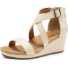 imageDREAM PAIRS Womens Open Toe Buckle Ankle Strap Summer Platform Wedge SandalsBeige