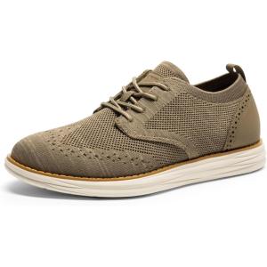 imageBruno Marc Mens KnitFlex Craft Mesh Oxfords Sneakers Casual Dress LaceUp Lightweight Walking Shoes6khaki