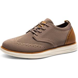 imageBruno Marc Mens KnitFlex Craft Mesh Oxfords Sneakers Casual Dress LaceUp Lightweight Walking Shoes6light Brown