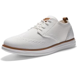 imageBruno Marc Mens KnitFlex Craft Mesh Oxfords Sneakers Casual Dress LaceUp Lightweight Walking Shoes6white