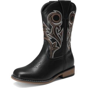 imageDREAM PAIRS Boys Cowboy Boots Kids Classic Western Boots Square Toe Girls Cowgirl Boots for ToddlerLittle KidBig KidBlack
