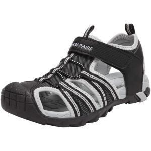 imageDREAM PAIRS Boys Girls Outdoor Summer Sport Athletic Sandals for ToddlerLittleBig KidBlackLightGrey