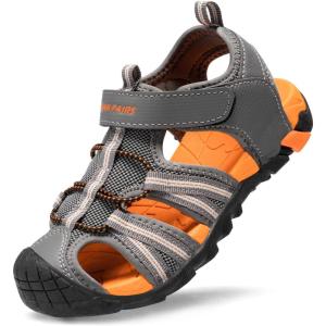 imageDREAM PAIRS Boys Girls Outdoor Summer Sport Athletic Sandals for ToddlerLittleBig KidDarkGreyOrange