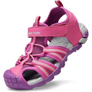 imageDREAM PAIRS Boys Girls Outdoor Summer Sport Athletic Sandals for ToddlerLittleBig KidFuchsiaLightGrey
