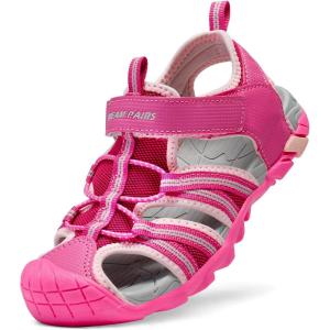 imageDREAM PAIRS Boys Girls Outdoor Summer Sport Athletic Sandals for ToddlerLittleBig KidFuchsiaShellPink