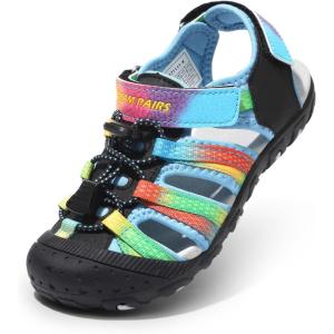 imageDREAM PAIRS Boys Girls Summer Outdoor Athletic Sport Sandals Hiking Beach Casual Closed Toe Adjustable Multicolor for ToddlerLittleBig KidsBlueBlack