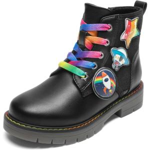 imageDREAM PAIRS Girls Boys Glitter Ankle Boots Side Zipper Combat Shoes with Lace Up for ToddlerLittle KidBig KidBlack  Multicolor