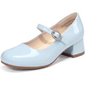 imageDREAM PAIRS Girls Dress Shoes Mary Jane Low Heels Flower Wedding Party Pump Prom Footwear for LittleBig KidsLight Blue