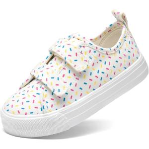 imageDREAM PAIRS Kids Toddler Sneakers Boys Girls Canvas with Cartoon Dual Hook and Loops for School WalkingBeigeMulti