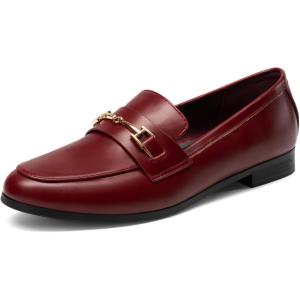 imageDREAM PAIRS Womens Loafers Penny Loafers Fashion Comfortable Flats Dressy ShoesRed