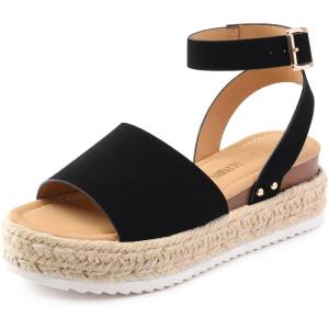 imageDREAM PAIRS Womens Platform Espadrilles Casual Ankle Strap Wide Wedge Sandals Comfortable Dressy Summer ShoesBlacknubuck