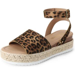 imageDREAM PAIRS Womens Platform Espadrilles Casual Ankle Strap Wide Wedge Sandals Comfortable Dressy Summer ShoesLeopard