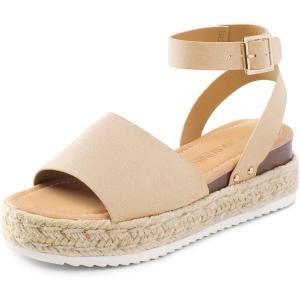 imageDREAM PAIRS Womens Platform Espadrilles Casual Ankle Strap Wide Wedge Sandals Comfortable Dressy Summer ShoesNude