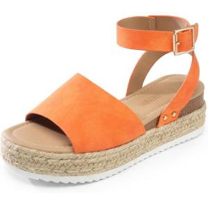 imageDREAM PAIRS Womens Platform Espadrilles Casual Ankle Strap Wide Wedge Sandals Comfortable Dressy Summer ShoesOrange