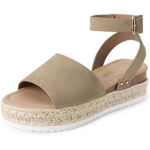 imageDREAM PAIRS Womens Platform Espadrilles Casual Ankle Strap Wide Wedge Sandals Comfortable Dressy Summer ShoesTaupe
