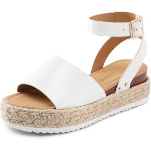 imageDREAM PAIRS Womens Platform Espadrilles Casual Ankle Strap Wide Wedge Sandals Comfortable Dressy Summer ShoesWhitepu