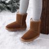 imageDREAM PAIRS Girls Boys Boots Kids Faux Fur Lined Winter Snow FuzzyClassic Kids Mid BootChesnut