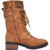 imageDREAM PAIRS Womens Winter Lace up Mid Calf Combat Riding Military BootsCamela