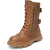 imageDREAM PAIRS Girls Combat Boots Side Zipper Ankle Booties ToddlerLittle KidBig KidCamel