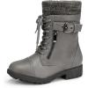 imageDREAM PAIRS Girls Mid Calf Combat Ankle Lace up BootsGreyz