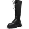 imageDREAM PAIRS Knee High Boots Women Fashion Combat Boots Chunky Platform Lace Up Lug Sole Boots For Women