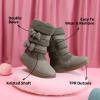 imageDREAM PAIRS Girls Winter Snow Boots Faux Fur Lined Mid Calf ShoesGreyPu