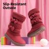 imageDREAM PAIRS Girls Winter Snow Boots Faux Fur Lined Mid Calf ShoesRed
