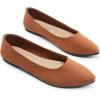 imageDREAM PAIRS Womens Pointed Toe Flats Comfortable Flexible Cushioned Slip On Business Work Office Casual Suede Ballet Flats Dress ShoesBrown
