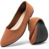 imageDREAM PAIRS Womens Pointed Toe Flats Comfortable Flexible Cushioned Slip On Business Work Office Casual Suede Ballet Flats Dress ShoesBrown