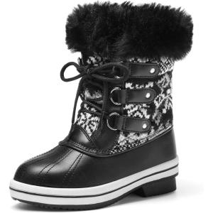 imageDREAM PAIRS Cozy Kids Snow Boots Warm amp WaterResistant Winter Boots with Faux Fur for AllDay Play NonSlip Mid Calf BootsBlackWhite